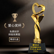 Resin Trophy medals customized crystal custom-made excellent staff annual competition champion prize gold-plated love gift