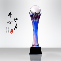 Creative High-end Glazed Trophy Custom Company Annual Meeting Excellent Employees Awards Crystal Resin Atmosphere Commemorative