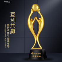 Oscar-creative Little Gold Man Crystal Trophy Customized as a company Mutual Benefit and Win-Win Annual Meeting Employee Basketball