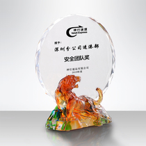 Creative High-end Glazed Trophy Custom Company Annual Meeting Excellent Employees Awards Crystal Resin Atmosphere Commemorative