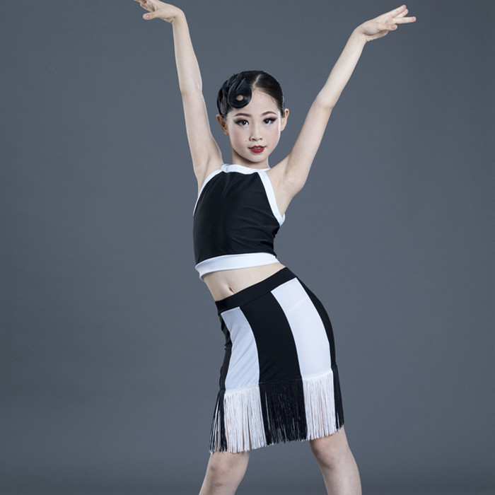 New Latin dance dress Children's Latin tassel dress Girl Latin dance suit Children's Latin practice suit competition suit