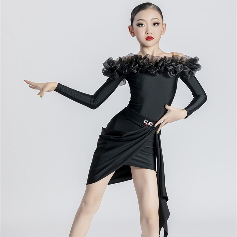 New autumn Latin dance dress performance Latin dance performance clothing toddler girls Latin practice clothing regulations clothing professional