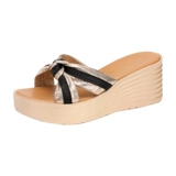 Золотые слайдеры на высоком каблуке, тапочки, летняя модная обувь на платформе, большой размер