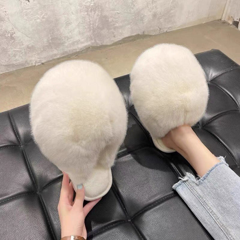 Brand Direct Sale: Zhai Xiaonian's Cute and Versatile Big-Headed Fluffy Plush Slippers with a Cat-Like Feel