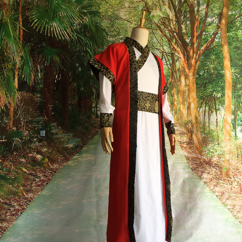 Shake sound ancient costume with martial arts style Han costume male antique fairy elegant swordsman handsome childe photo suit robe white