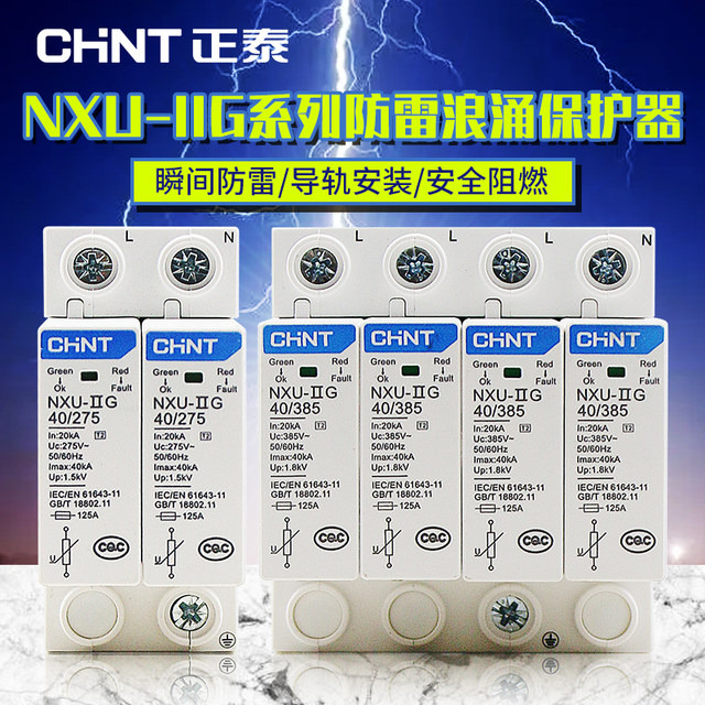 Chint Surge Protector Nxu-Iig Power Lightning Protection Device 2P Surge Switch 220V Household 4P Lightning Avoidance Device
