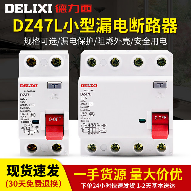 Delixi Electromagnetic Leakage Protector Dz47L Household 2P 32A Leakage Protection 40A 63A Air Switch Circuit Breaker
