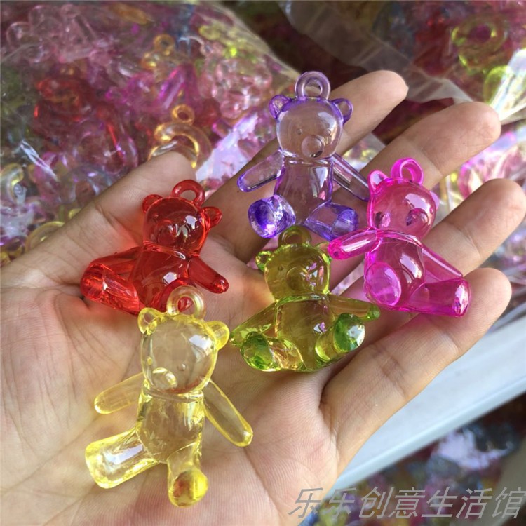 Acrylic Imitation Crystal Hanging Hole Pendant Little Bear Amusement Park Push Dig Sugar Machine Accessories Gems Cartoon Animal Toys