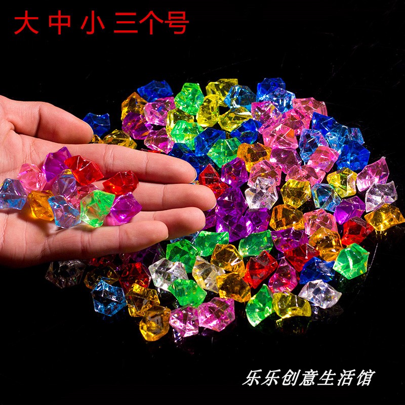 Simulation Plastic Ice Cubes Seven Colorful No Holes Ice Grain Children Precious Stones Toys Acrylic Crushed Ice Counter Crystal Wedding drill