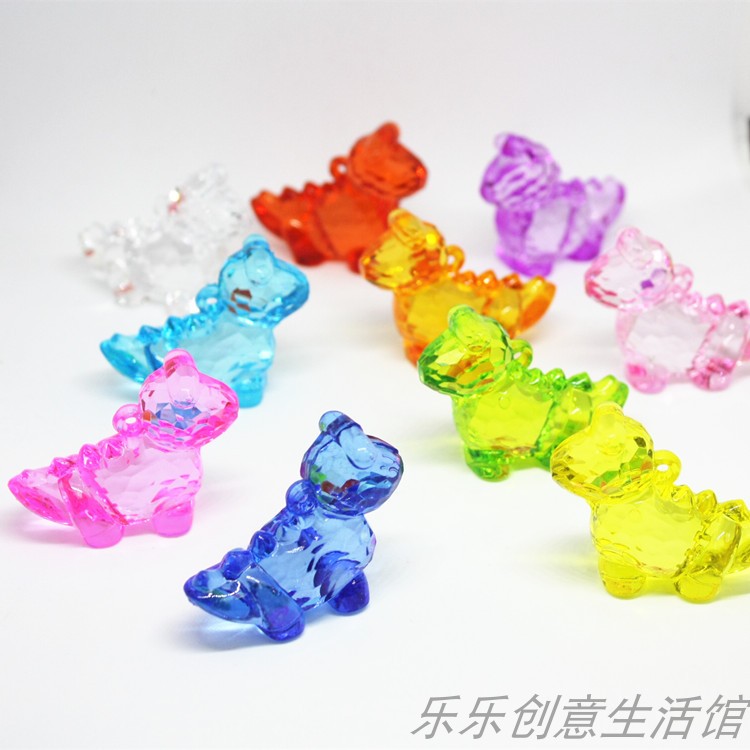 Large number Transparent Colour Acrylic Cute Cartoon Small Dinosaur DIY Accessories Pendant Kid Imitation Crystal Toy