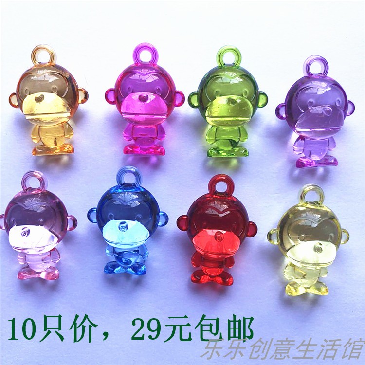 Acrylic Imitation Crystal Zodiac Zodiac Small Monkey Pendant Key Button Pendant Kindergarten 61 Children's Toy Reward Gift