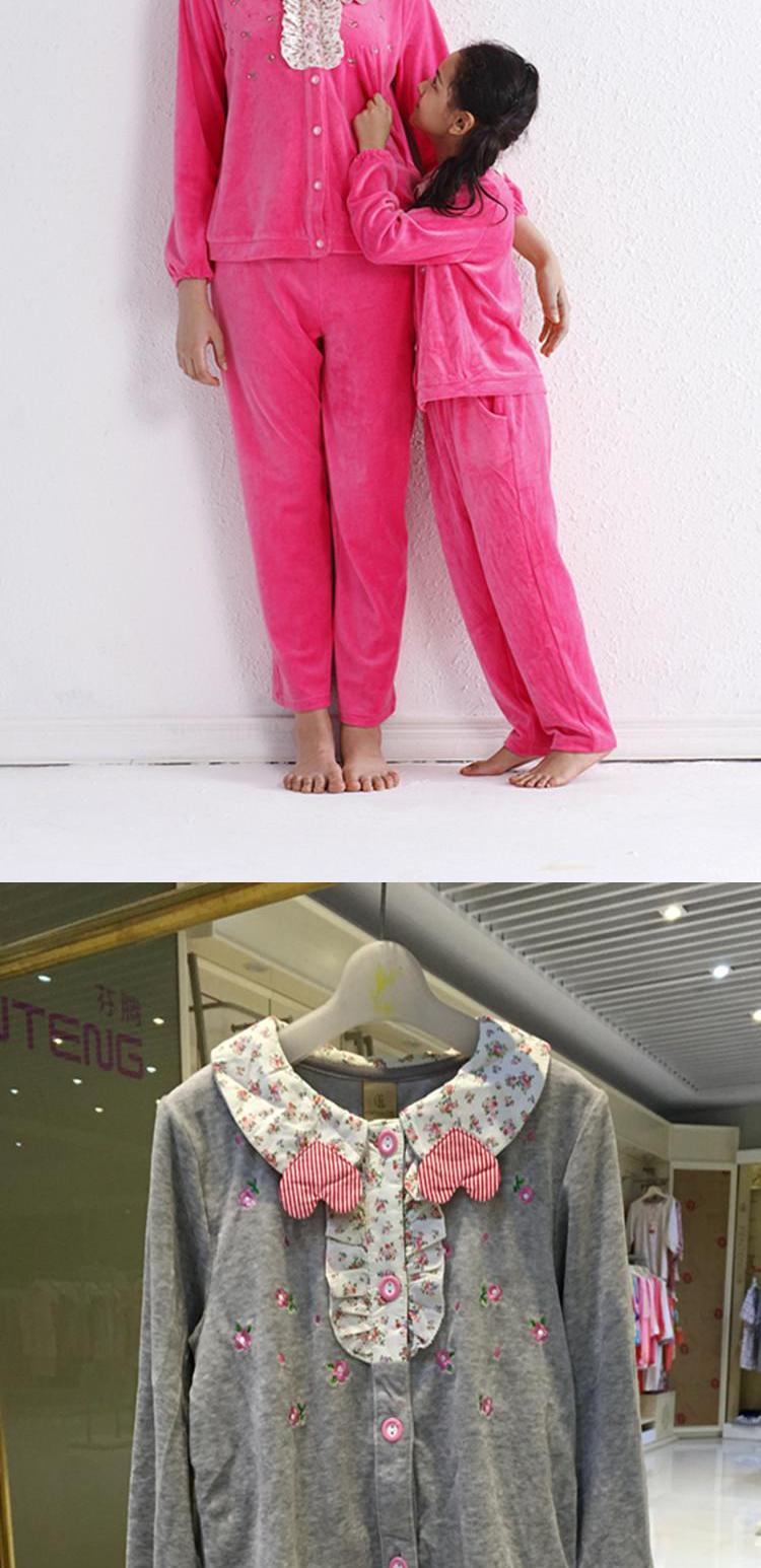 Bộ đồ ngủ nữ Fenteng mùa thu 2015 nhung nữ đồ bộ thu đông cho cả gia đình