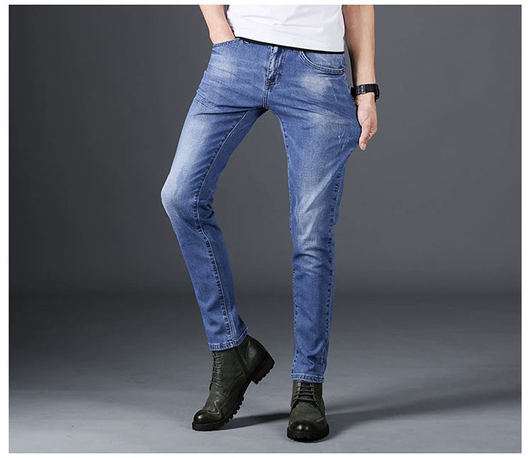 Mùa xuân và hè hè 2019 skinny cotton cotton jeans nam phiên bản Hàn Quốc của xu hướng quần Slim chân mèo nam phải trắng - Quần jean