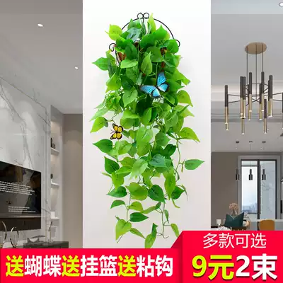 Simulation plant wall hanging basket fake flower Vine Vine green plant indoor balcony living room wall decoration gold