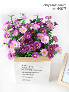 Plastic Raw Silk Indoor Pastoral Fence Flower Bed Daisy