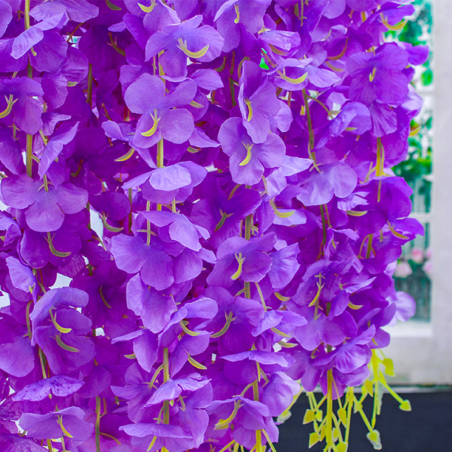 Simulated wisteria flower bean flower string violet artificial flower ceiling flower vine indoor wedding decoration plastic flower vine plant