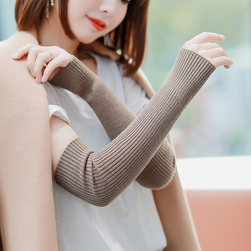 Cashmere Arm Sleeves for Women Autumn and Winter Long Sweater Arm Gloves Knitted Thickeneded Warm Wool Fake Sleeves