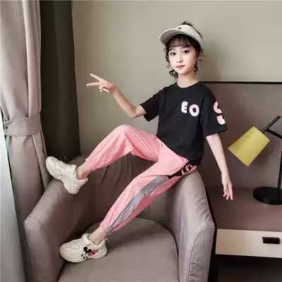 Girls Korean version set 2021 new children's wear Foreign style Net Red children Girls short sleeve t-shirt two-piece set
