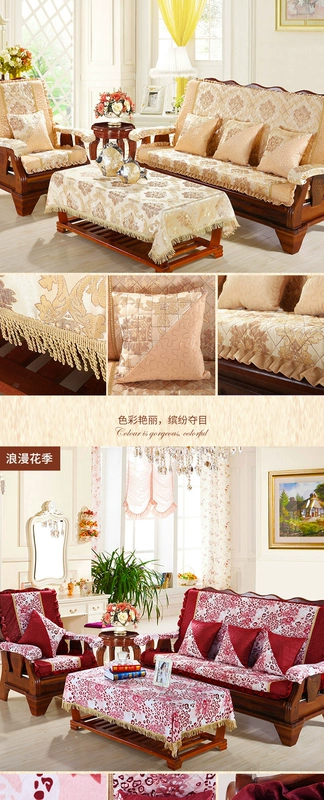 Mục vụ chống trượt tựa lưng màu đỏ rắn gỗ sofa đệm tùy chỉnh dày lên tháo gỡ bọt biển gắn ghế đệm gối đệm ghế gỗ