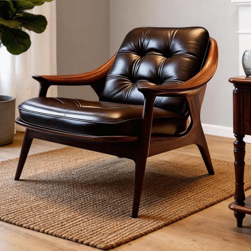 North American Black Walnut Modern Light Luxury Sofa Chair 2025 New Model Lazy Sofa Leisure Chair Single Balcony Chair