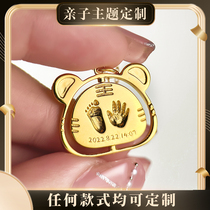 Customized parent-child hand and footprint pendant baby 18k gold pendant birth ceremony commemorative calendar card sterling silver little tiger