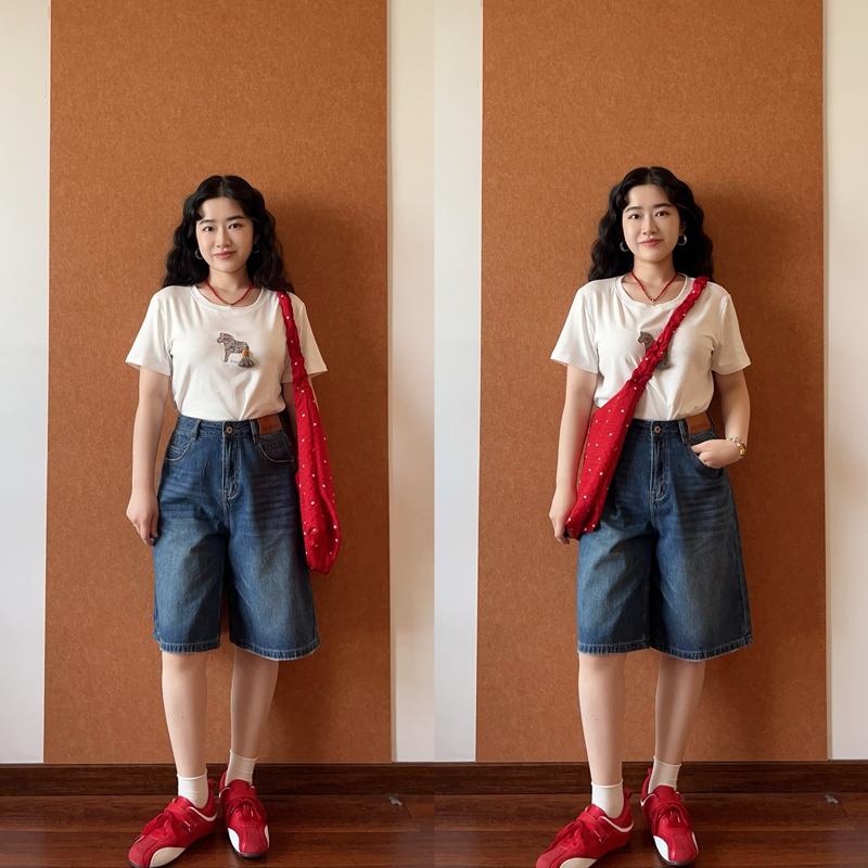 Xiaohai's Retro Denim Shorts for Women, Summer Thin Style, Petite Straight Loose Fit, Slimming Wide-Leg Mid-Length Shorts