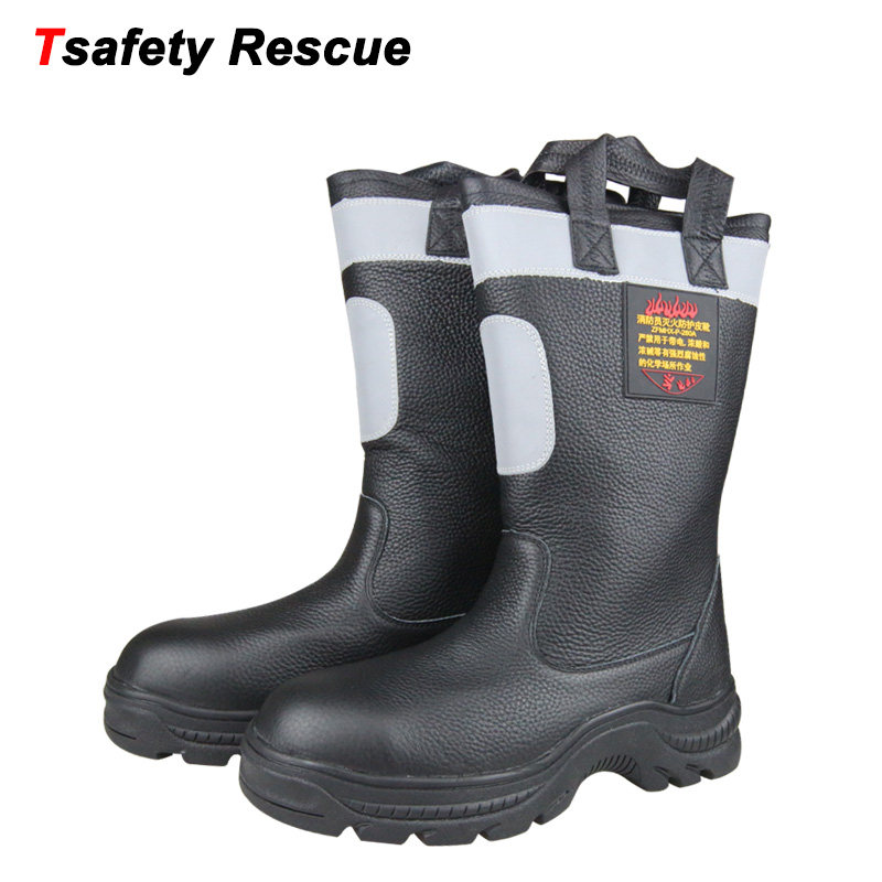 New Fire Fighting Rescue Protective Leather Boots Firefighters Rescue Bull Leather Combat Boots Bivouers Training Light-Taobao