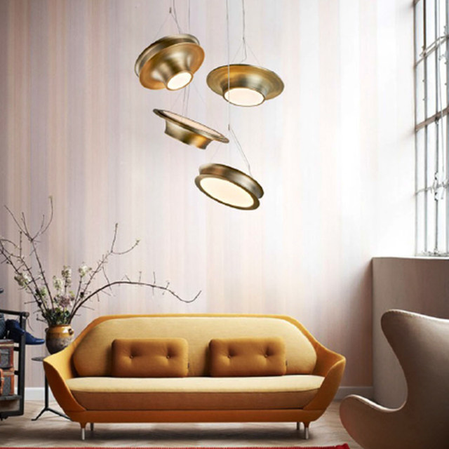 Postmodern Minimalist Rotating Gyro-Shaped Waist Drum Chandelier for Living Room, Dining Room, Villa, Personalized Drum-Shaped Clubhouse, Hotel