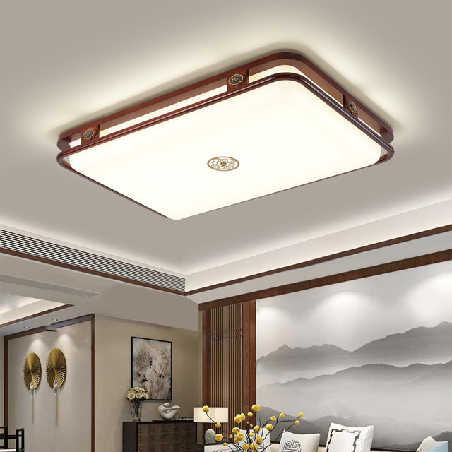 New Chinese-Style Living Room Lamp, Solid Wood Led Ceiling Light, 2025 New Model, Chinese Style Walnut Color Master Bedroom Lighting
