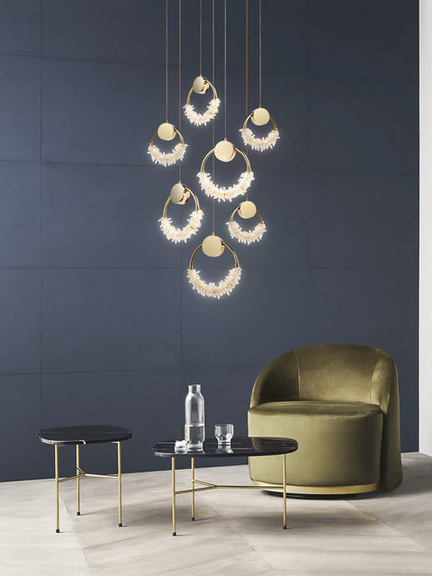 Postmodern Minimalist Creative Restaurant Lamp Nordic Chandelier Personalized Round Corridor Aisle Lamp Crystal Earring Small Chandelier