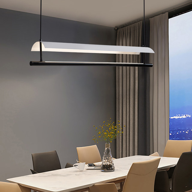 Restaurant Lamp Light Luxury Normcore Scandinavian Post-Modern Minimalist Designer Office Black Bar Table Long Chandelier