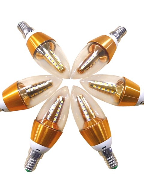 Led Light Bulb E14 E27 Screw Base Light Source 5W 7W Energy-Saving Ultra-Bright Three-Color Dimming Warm Yellow Candle Tail-Tip Bulb