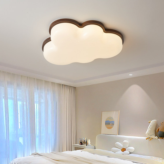 Nordic Ins Cream-Style Solid Wood Cloud Ceiling Light Led Children's Lamp Modern Minimalist Cozy Children's Room Ceiling Light