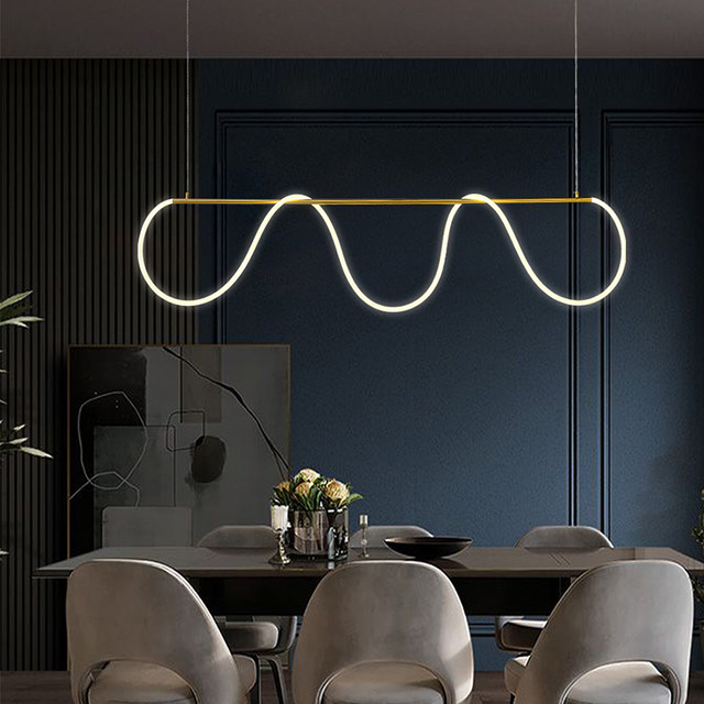 Postmodern Art DIY Long Strip Pendant Light Nordic Light Luxury Minimalist Bar Counter Restaurant Creative Personality Flexible Tube Dining Table Lamp