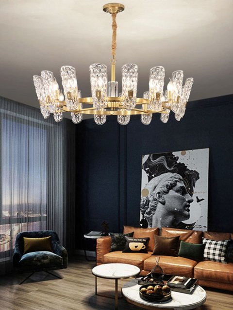 Light Luxury Crystal Home Lighting for Living Room and Dining Room, Simple Modern Style for Duplex Lobby, American-Style Dining Room, Horizontal Villa Lighting Fixtures