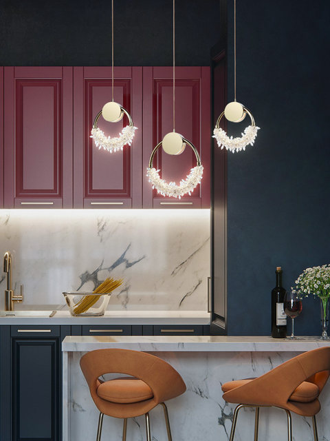 Postmodern Minimalist Creative Restaurant Lamp Nordic Chandelier Personalized Round Corridor Aisle Lamp Crystal Earring Small Chandelier