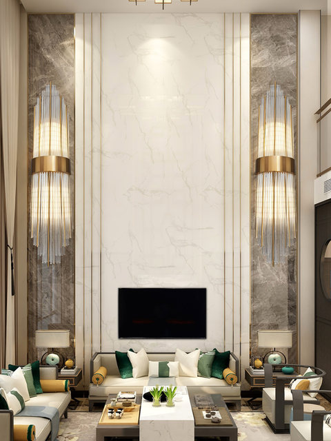 Large Lobby Crystal Wall Lamp, Staircase Tv Background Wall, Villa Living Room, Duplex Building, Post-Modern Engineering Large Wall Lamp