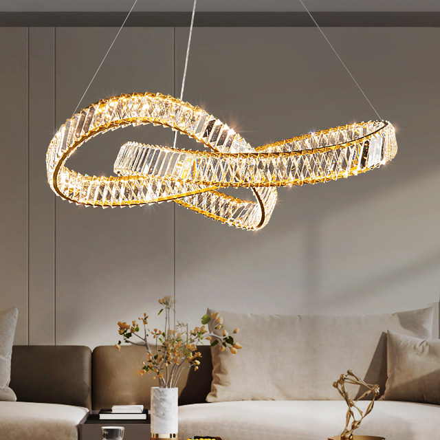 Italian-Style Light Luxury Crystal Chandelier, Post-Modern Minimalist Living Room Lamp, Elegant Model Room Creative Black Bedroom and Dining Room Lamp