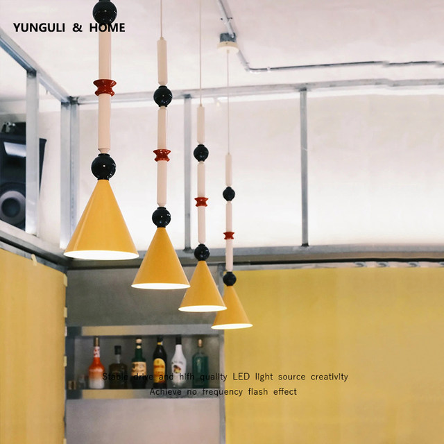 Designer Vintage Memphis Style Bedside Pendant Light, Simple Modern Children's Bedroom Room Retro Ambiance Light