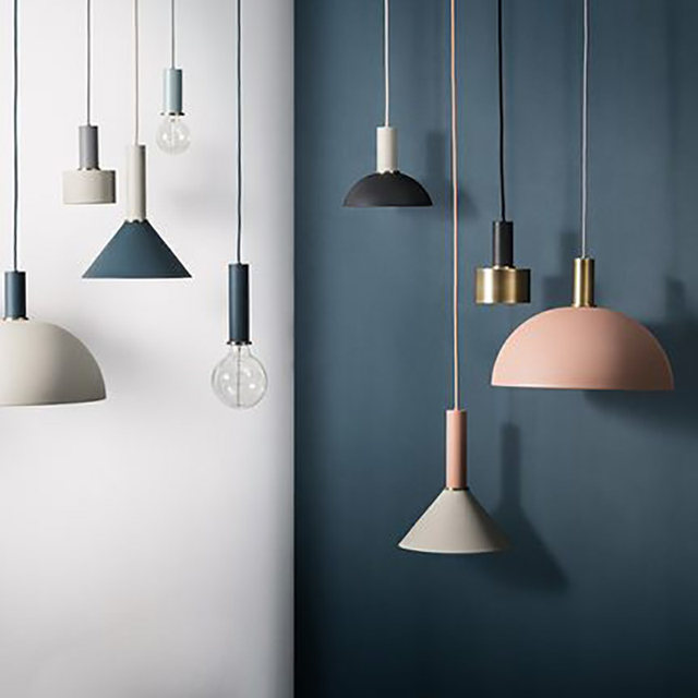 Nordic Dining Room Lamp, Simple Modern Loft Industrial Windproof Lighting, Danish Macaron Single-Head Small Pendant Light