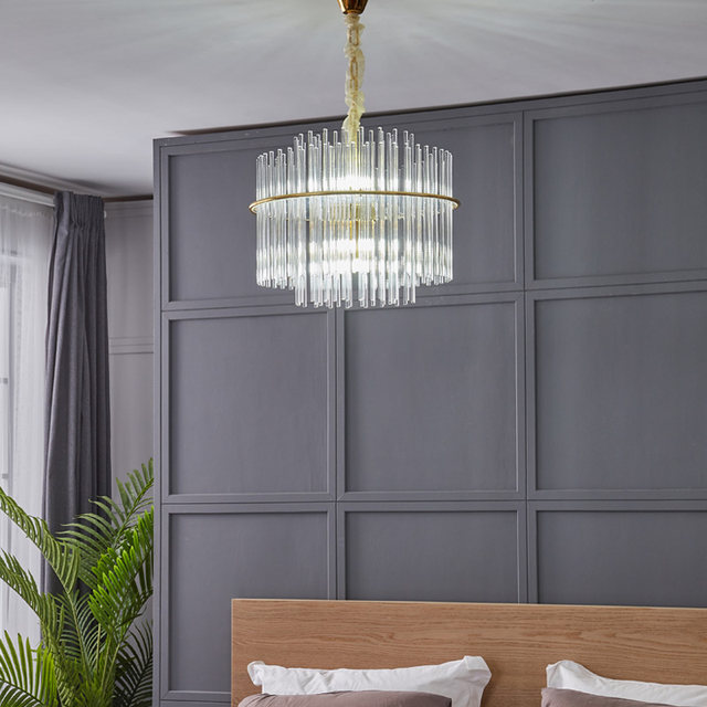 Post-Modern Round Crystal Chandelier for Living Room, Bedroom, Study, Clothing Store, Light Luxury, Simple, Creative and Personalized Dining Room Lamp