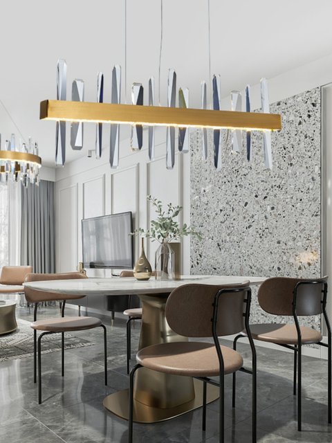 Post-Modern Minimalist French Light Luxury Living Room Chandelier Stainless Steel Crystal Bedroom Lamp Dining Room Crystal Piece Creative Lighting Fixtures