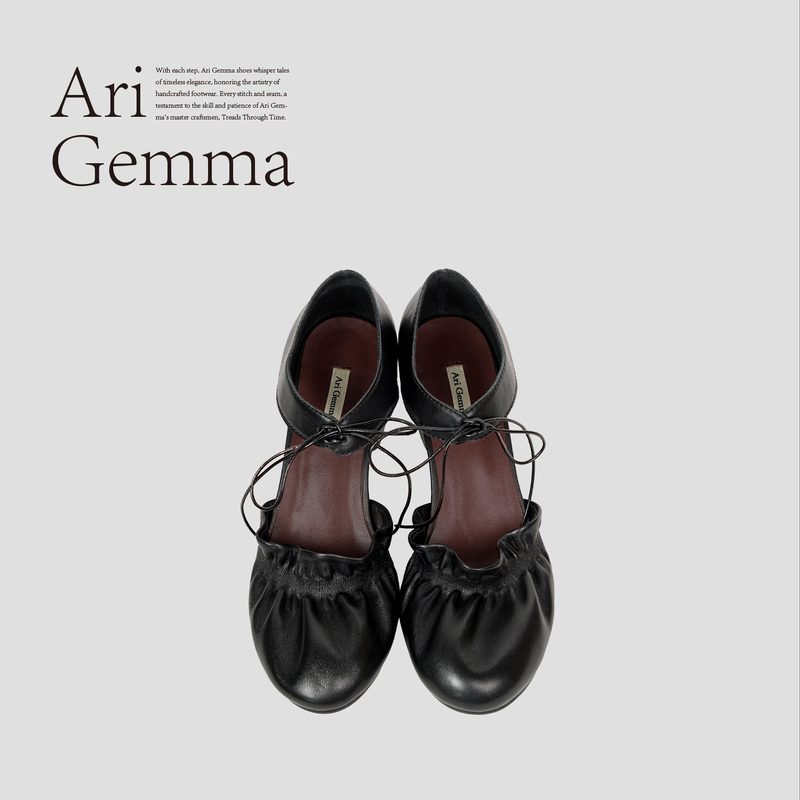 Ari Gemma｜Original Design Flower·French Retro Chunky Heel Romantic Pleated High-Heeled Mary Jane Shoes