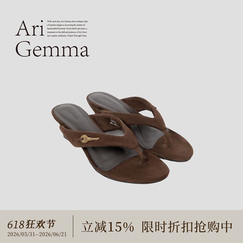 Ari Gemma|Velvet Series·Retro Key Summer New Style Flip-Flops Wedge Sandals Ari Gemma|Velvet Series·Retro Key Summer New Style Flip-Flops Wedge Sandals