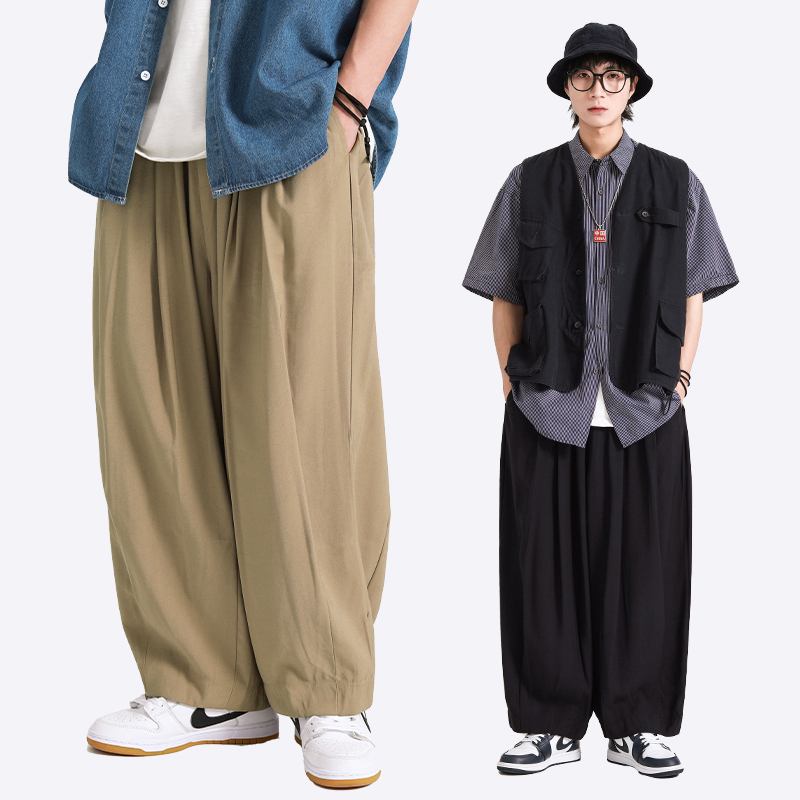 Japanese-Style Wide-Leg Nine-Point Cargo Pants for Men and Women, Oversized, Vintage, Loose, Casual, Plus-Size Carrot Pants Japanese-Style Wide-Leg Nine-Point Cargo Pants for Men and Women, Oversized, Vintage, Loose, Casual, Plus-Size Carrot Pants