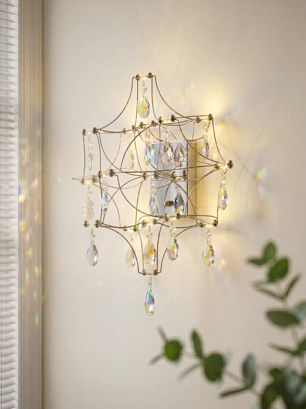 Firefly Crystal Wall Lamp, Light Luxury, Modern and Simple, Living Room Background Wall Lamp, Creative Bedroom Bedside Decorative Wall Lamp