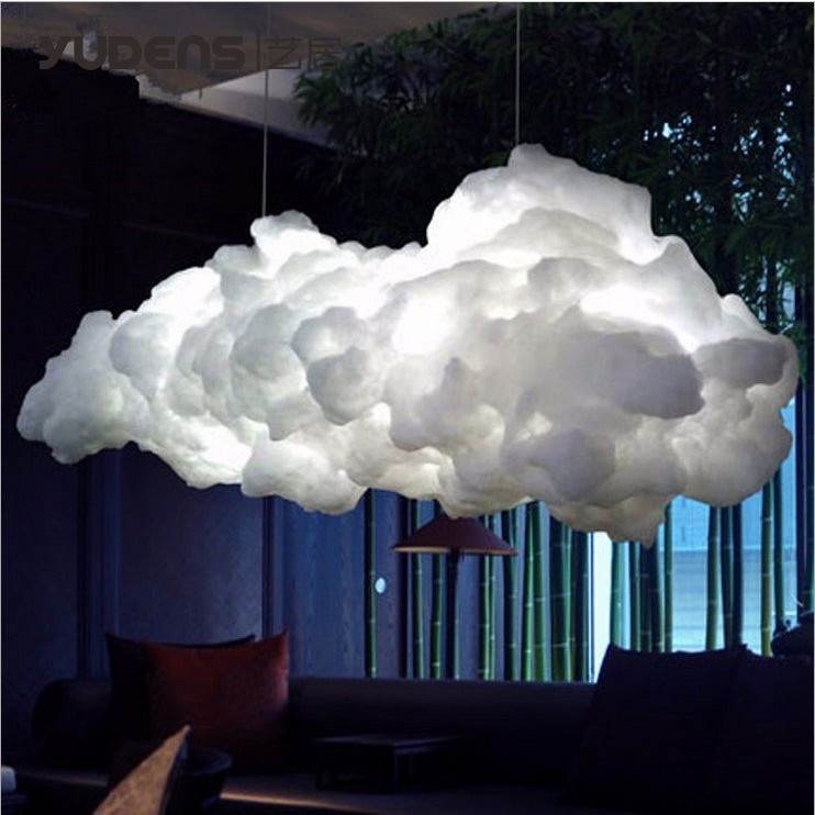 Italian designer LightWhite Cloud Creative Modern Simple Hotel Lobby Silk Hotel Engineering decoration chandelier