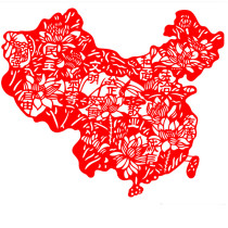 Integrity culture clean theme paper-cut finished handmade Chinese Dream childlike window grilles clean and patriotic paper-cutting