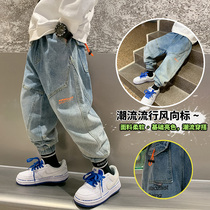 Boy jeans 2022 new ocean gas handsome wave cool spring autumn style relaxation leisure CUHK child long pants