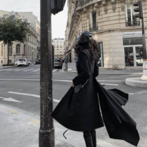 IAMCPLUS Sonny hem asymmetrical detachable two-wearing black wool coat coat autumn and winter